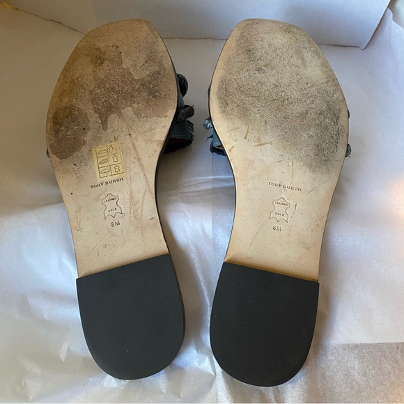 Tory Burch Rope Flat Slide Sandal Dress Calf GRAY Size 8 - Picture 8 of 12
